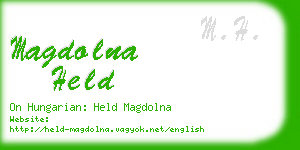 magdolna held business card